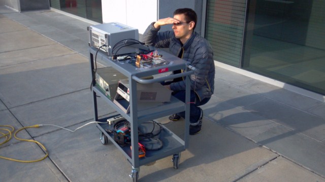 Michael Shafer monitoring outdoor tests